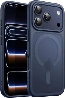 Funda Magnética JETech Mate para iPhone 17 Pro MAX, Azul Oscuro | Compatible con MagSafe, Parte Trasera Mate Translúcida, Car