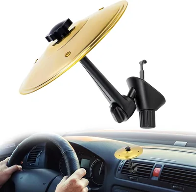 Zernblend Tambour, Cymbale de Batterie Mini, Cymbale de Crash Auto, Décoration de Tableau de Bord Voiture, Décoration Intérieure Véhicule (Or)