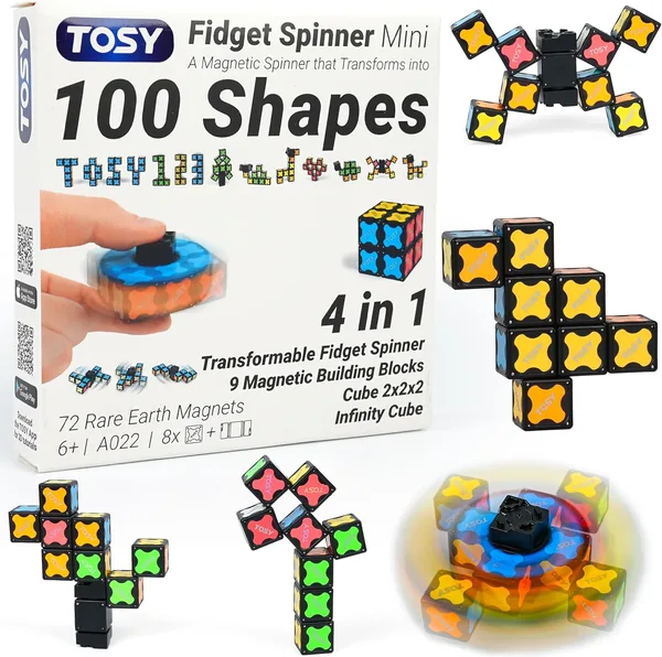 TOSY Magnet Fidget Spinner Mini - 8 Blocks, 3 in 1 Toy