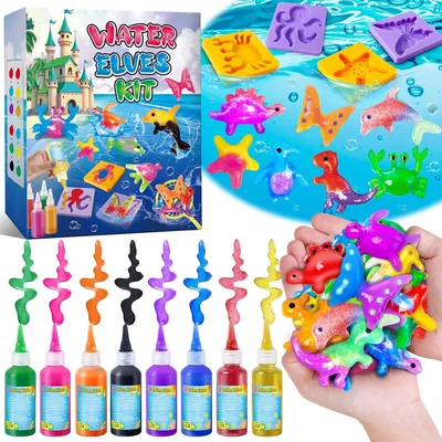 UNGLINGA Magische Water Elf Speelset voor Kinderen, 8 Flessen Kleurrijk Gel, DIY Waterdieren Maken Creatieve Ambacht Set