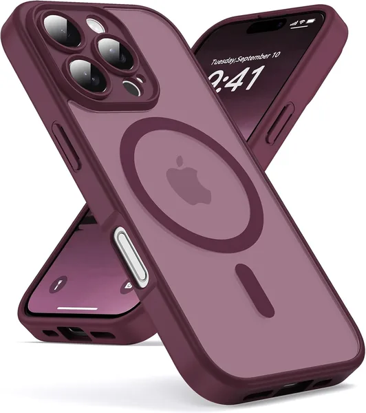 Oududianzi - Custodia per iPhone 16 Pro Compatibile con MagSafe, Retro Trascparente in PC Silicone TPU, Protezione Camera, Mili
