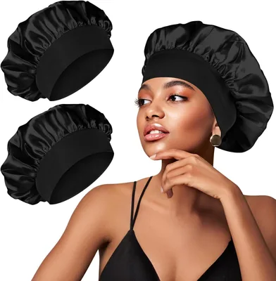 Capuche en satin Yisica, ensemble de 2 pièces pour cheveux bouclés