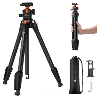 Trípode K&F CONCEPT de 163 cm, Aluminio Ligero y Compacto, 1.2 kg, Carga Máxima 10 kg para Cámaras DSLR - Mejor Oferta