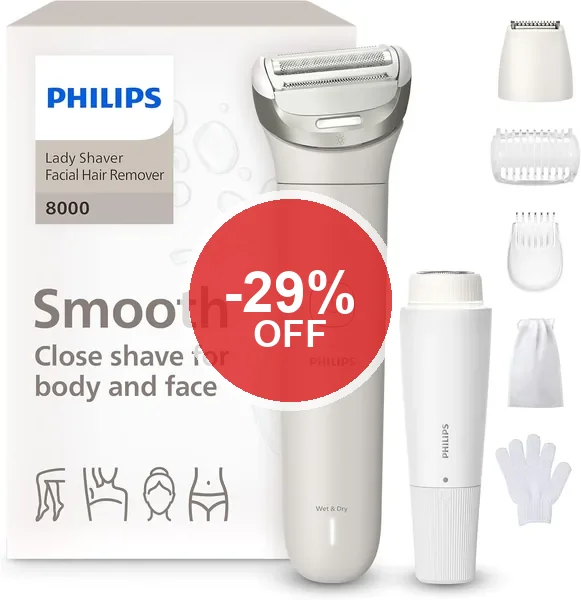 Philips Lady Shaver 8000 - Draadloos, nat en droog, elektrische scheermachine, 3-bladen scheersysteem, flexibele scheerkop, voor het gezicht