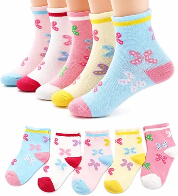 Kit 12 Pares de Meia Infantil com Estampas para Menina - Cano Alto - 2 a 12 anos