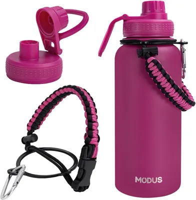 Garrafa Térmica de Água Isolada 950ml Quente & Frio de Aço Inox com Alça (Vermelho Rosa) - Melhor Preço