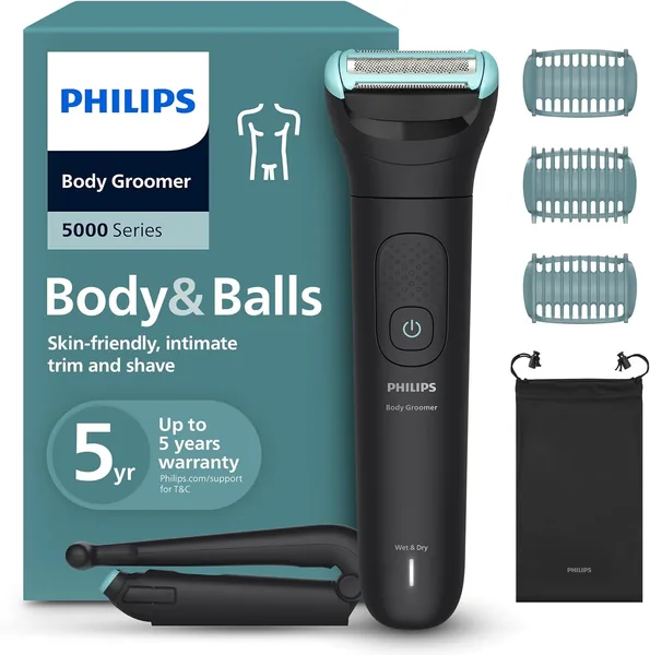 Philips Bodygroomer 5000 Serie - Mannen Trimmer met Triple Protect, voor Intieme Bereik, Vouwbare Achterkant