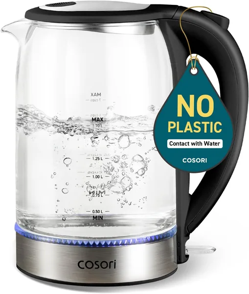 Cosori Electric Kettle, No Plastic Filter & Spout, 1.7L Black