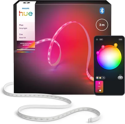 Philips Hue Flux 3 m LED Lichtstreifen, 1200 lm, flexibler Innenbeleuchtung, ChromaSync Farbgemischt, RGBWWIC