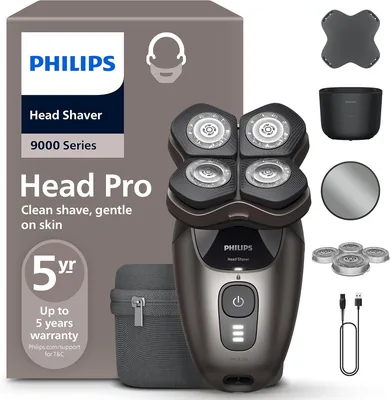 Philips Head Shaver Pro 9000 - golarka do głowy z głowicą 360° i ostrzami ComfortCut