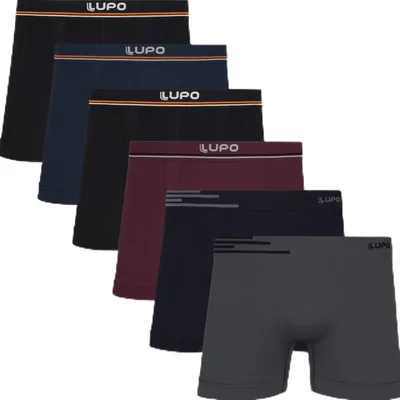 Kit 6 Cuecas Boxer Lupo Microfibra Poliamida Sem Costura Adulto Masculino - Melhor Preço