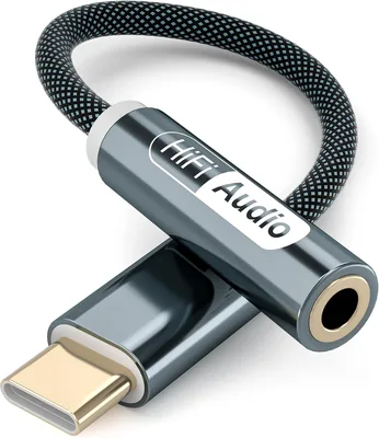 YISH Adapter USB C till Jack 3.5mm, Nylon med DAC-chip