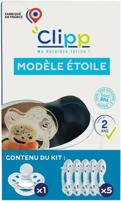 Kit CLIPP - Doudou d'apprentissage + 5 colliers pour arrêt progressif + Instructions - Weaning facile et doux - Dispositif breveté