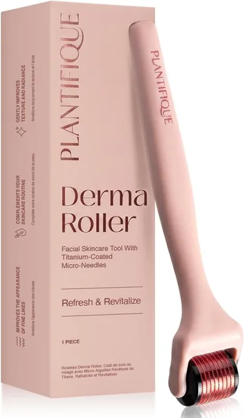 Plantifique Derma Roller 0.25mm para Rostro y Cabello - Rodillo Microneedling de Titanio con 540 Agujas - Dermaroller para Barba y Pie
