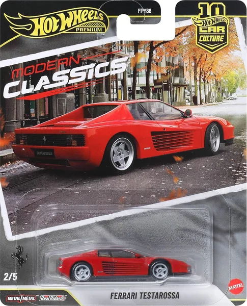 Hot Wheels Testarossa 1:64 Scale Premium Toy Car with Real Riders Tires and Body and Metal/Metal Chassis, JKF00