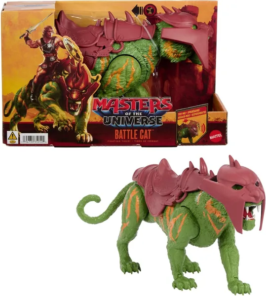 Masters del Universo Batalla Gato 2026 Figura de Acción con 5 Ruidos Diferentes, Tigre con Armadura Compatible con 5.5