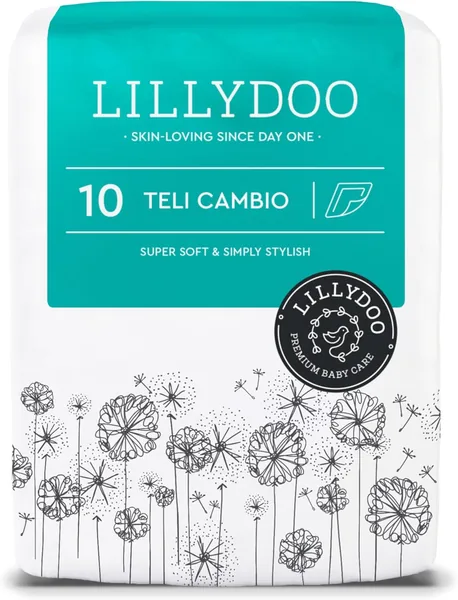 Lillidoo Cambiatoi Asciugamano - 60 x 60 cm, confezione da 10, Ultra Morbidi, Senza Profumo e Crema, Ideali per Pelle Sensibile, Dermatologo Approvato