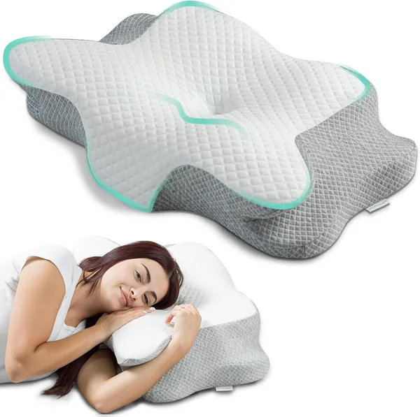 Cervical Pillow for Sleeping, Anatomical Memory Foam Cervical Pillow OEKO-TEX | Ergonomic Neck Support Pillow | Hypoallergenic Pillow Removable and Washable Breathable Cover
