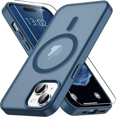 Étui magnétique Vansdon pour iPhone 15, verre trempé 1, compatible MagSafe, protection militaire, mat translucide mince