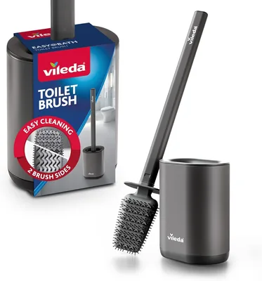 Vileda Silikon Toalettborsh med Flex Koppl och Stailt Stäkare - 2-delarigt Rengåningszoner - Hygienisk O