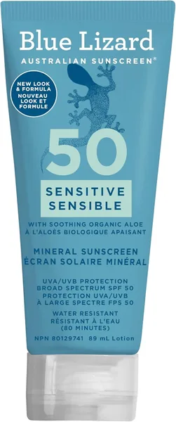 Blue Lizard Sensitive Mineral SPF 50 Sunscreen Lotion, 100ml