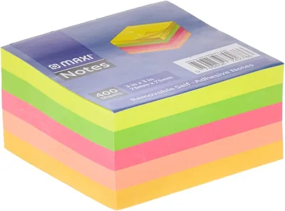 Maxi Sticky Notes 75x75mm 5x80 Assorted Neon Colour 400 Sheets 27% Off