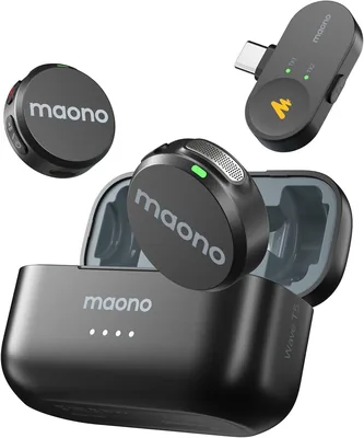 MAONO USB Type-C ワイヤレスマイク - 超軽量9g - 48kHz/24ビット - Maono Link APP ノイズキャンセル - 3