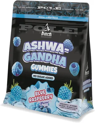Pole Nutrition Ashwagandha Gummies Blue Raspberry 60 Count - Save 18%