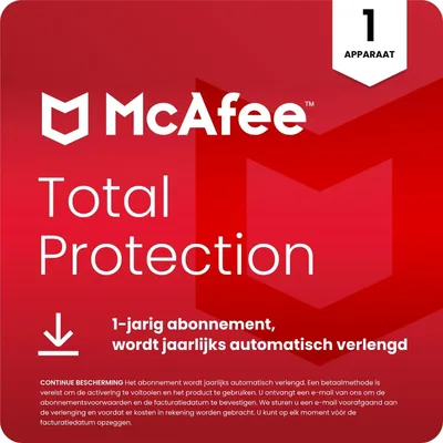 McAfee Total Protection, Antivirus, VPN, Logiciel de sécurité | 1 appareil, 12 mois Téléchargement numérique | PC/Mac/iOS/Android