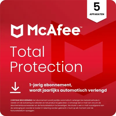 McAfee Total Protection : Antivirus, VPN et sécurité | 5 appareils, 12 mois | Téléchargement numérique