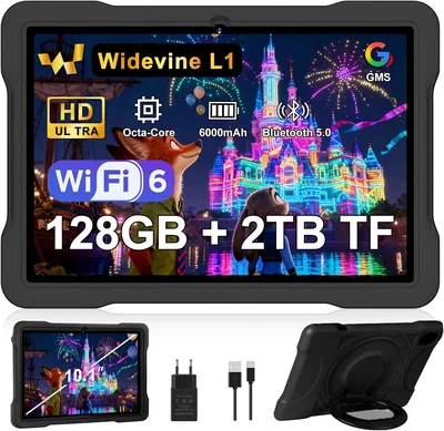 Tablette Android avec 20 Go RAM + 128 Go ROM (TF/2 To), Tablettes 10 Pouces avec Octa-Core, 6000 mAh, 5G/2.4G Wi-Fi 6, Widevine L1, GMS, 5