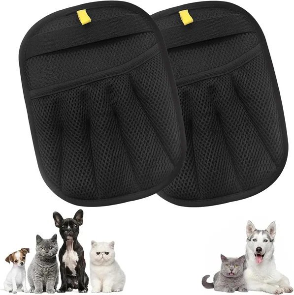 Gants réutilisables pour poils d'animaux double face - Jeu de 2, gant pour poils de chat et de chien
