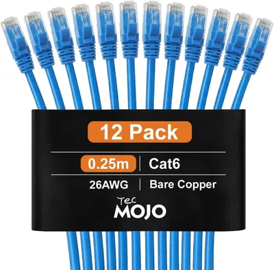Tecmojo Ethernet Cable 0.25M CAT 6 12 Pack Best Deal