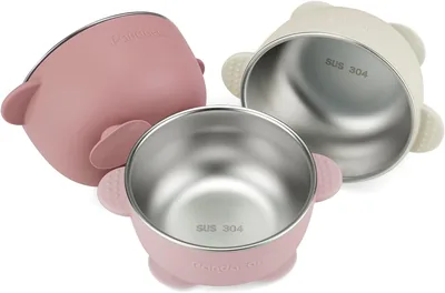 PandaEar 3-Piece Stainless Steel Baby Bowl Set with Suction Cup - 26% Off