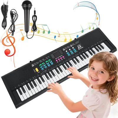 Piano Digital WEAGP para Niños, 61 Teclas con Micrófono y 16 Timbres