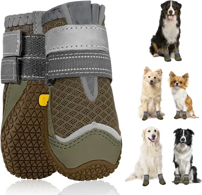 SlowTon Zapatillas para Perros, Protección para las Patas, Antideslizantes y Impermeables, Suela de Caucho Refleja, Botas de Invierno para la Nieve