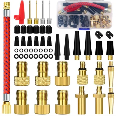 Seconero 54 stuks Fiets Ventiel Adapter Set, Franse Ventiel Adapter met Categorie Doos, Voor Luchtpomp