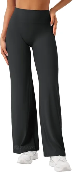 ZAAYO Seamless Straight Leggings Women's High Waist Flared Leggings Yoga Pants Sports Yoga Leggings Women's Gym