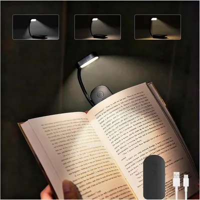 Lámpara de lectura AdalyRoma recargable, 9 LED 3 colores y 3 niveles de brillo, flexibles ajustables de 360°