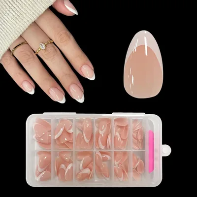 ZAHRVIA Almond Shaped French Nails 120st Pack Full Adhesive Nail Art Manicure Set, Best Deal