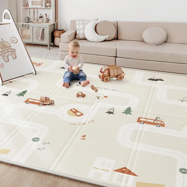 BG-BABYGO Krabbelmatte für Babys - 147 x 177 x 1 cm Spiel- und Wickelmatte, wasserdicht und faltbar