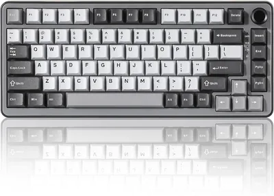كيبورد YUNZII B75 PRO اللاسلكي، 75% تخفيض على غشاء لوحة الألعاب، مع مفتاح تدوير مخصص، أزرار مشحونة مسبقًا RGB، بلوتوث (أزرق) - 25% إيقاد