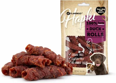 Dog Treats Hapki Rolls with Duck, 85g, Gluten & Grain Free, No Added Sugar - Best Deal