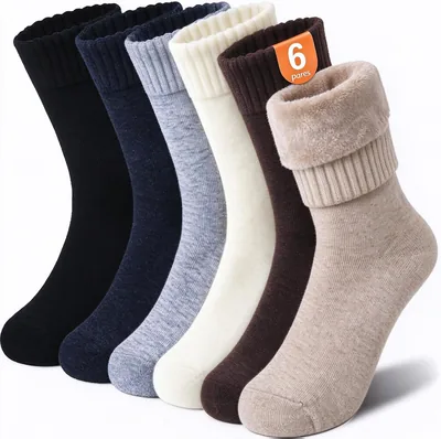 Calcetines Térmicos para Hombre y Mujer, 6 Pares | Calcetines de Lana para Frio, Senderismo