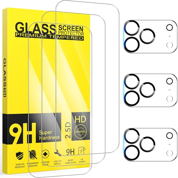 Niphabe 3 Pièces Verre Trempé pour iPhone 17 Pro + Protecteur Caméra Arrière, Ultra Résistant, Anti-rayures