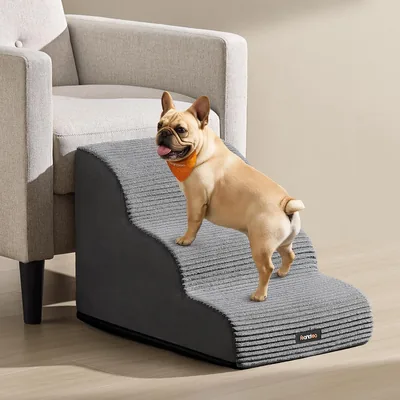 Feandrea Dog Stairs 3 Étapes, Velours Ribbed, Anti-Dérapant et Imperméable, Meilleure Offre
