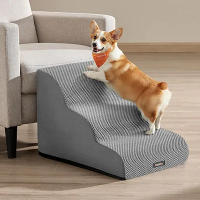 Feandrea Dog Stairs 3 Step Corduroy Pet Steps Best Deal