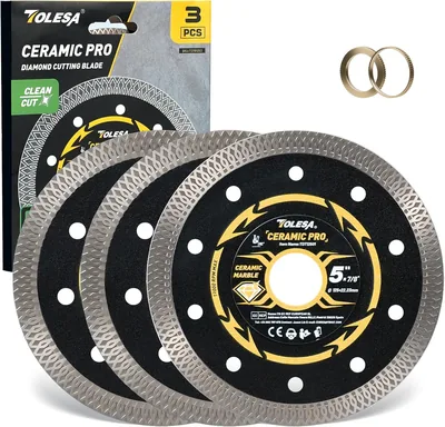TOLESA Diamant Schneidscheibe 125 mm Ultra Dünn für Fliesen, Marmor, 3-teilig | Extra dünne Diamantkante, 2 Mal längere Lebensdauer, klare Schnitte