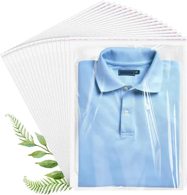 LMWNFEU 25x35+4cm Clear Cellophane Bags, 100Pcs Self Sealing OPP for Clothes Packing