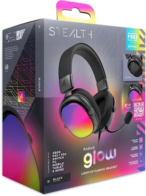 STEALTH RADAR Light Up Gaming Headset - Glow Black, Kompatibel mit Spielekonsolen, Handy und PC